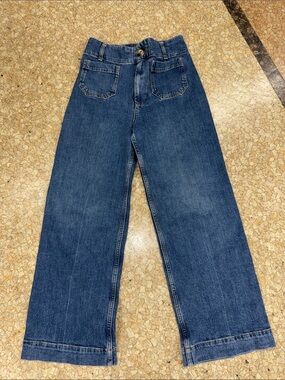 Pilcro Light Blue Denim Jeans with Olive Button